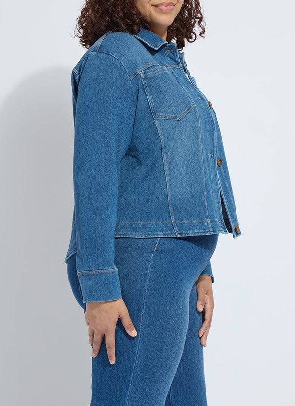 Lyssé Classic Denim Jacket Curvy Mid Wash