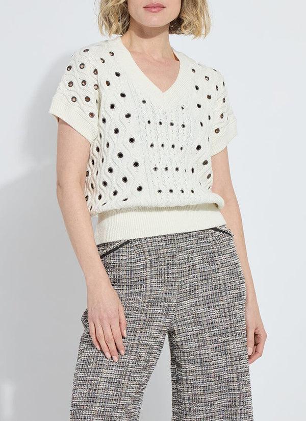 Lyssé Claudie Eyelet Cable Vest Ecru