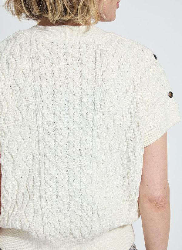 Lyssé Claudie Eyelet Cable Vest Ecru