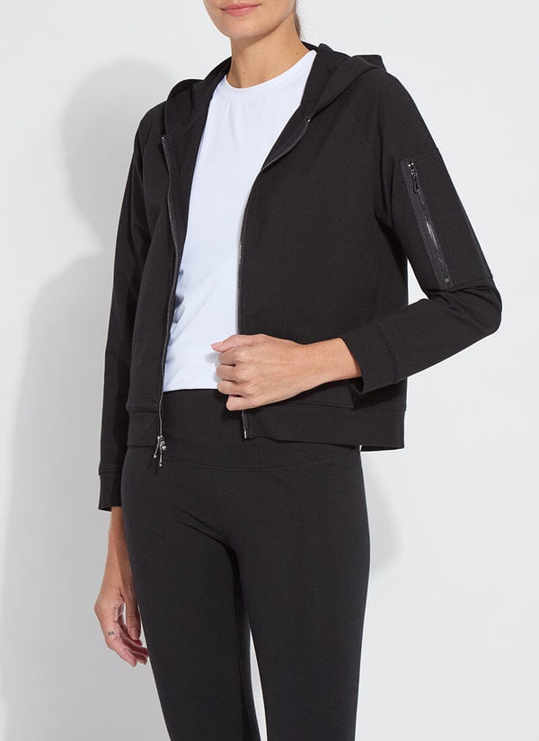 Lyssé Cotton Zip Up Hoodie Sweatshirt Black