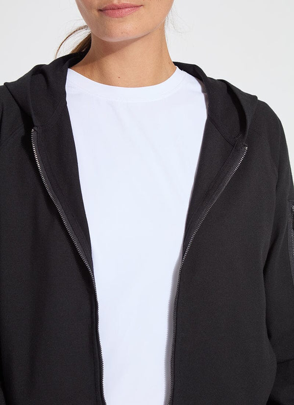 Lyssé Cotton Zip Up Hoodie Sweatshirt Black