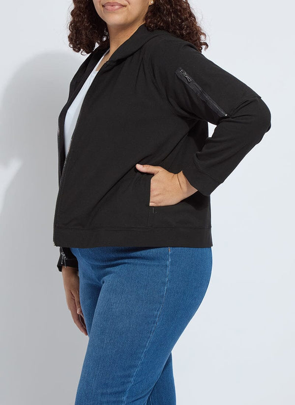 Lyssé Cotton Zip Up Hoodie Sweatshirt Curvy Black
