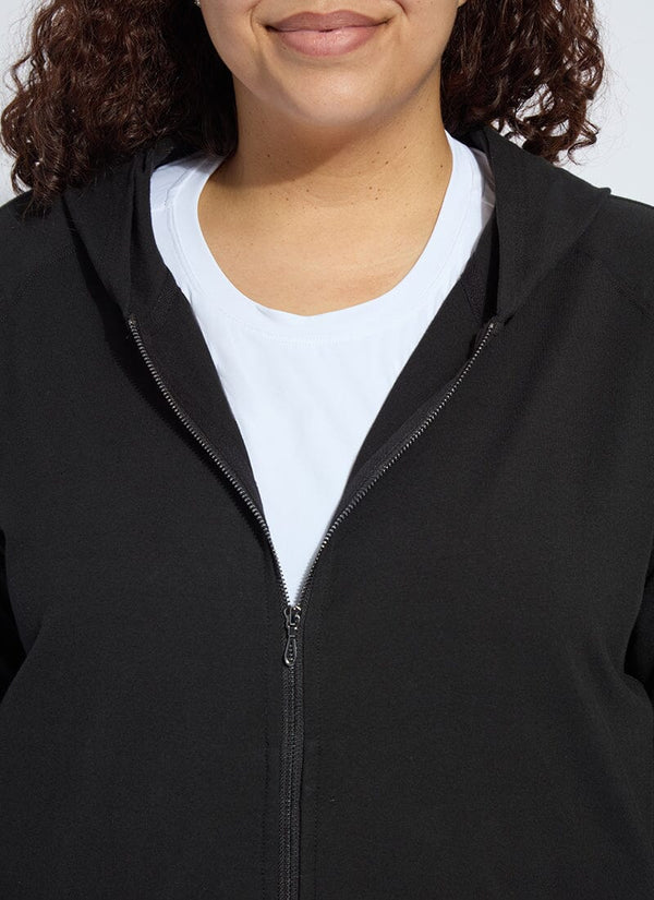 Lyssé Cotton Zip Up Hoodie Sweatshirt Curvy Black