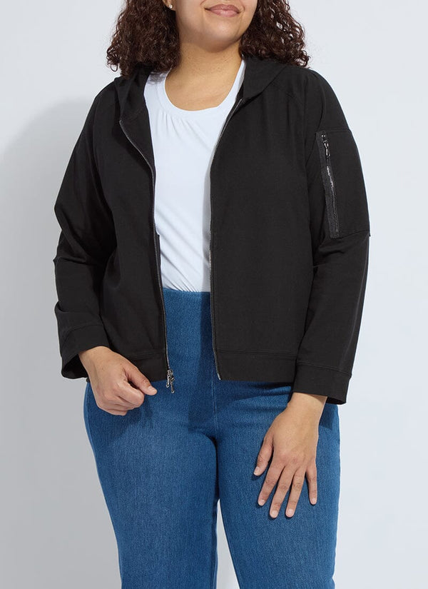lyssé Cotton Zip Up Hoodie Sweatshirt Curvy Black