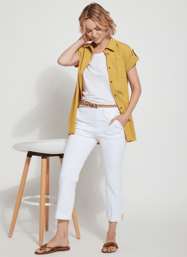 Lyssé Cropped Boyfriend Denim With Pockets White