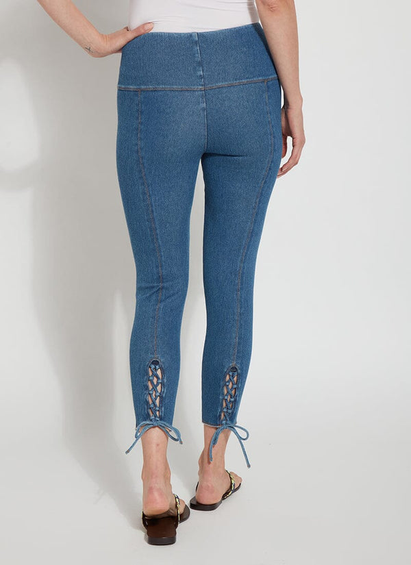 lyssé Cropped Morgan Lace Up (24.5" Inseam) Mid Wash