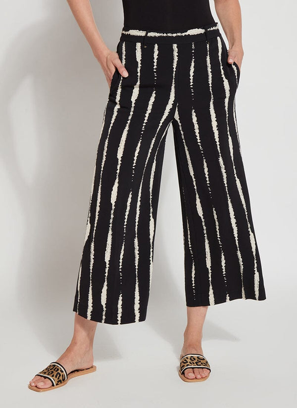 lyssé Cropped Rhea Wide Leg Black Tidal Stripe