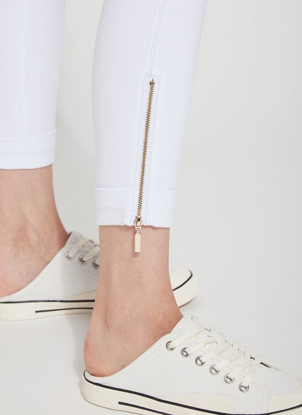 Lyssé Cropped Zip Hem Denim - White (24" Inseam) White