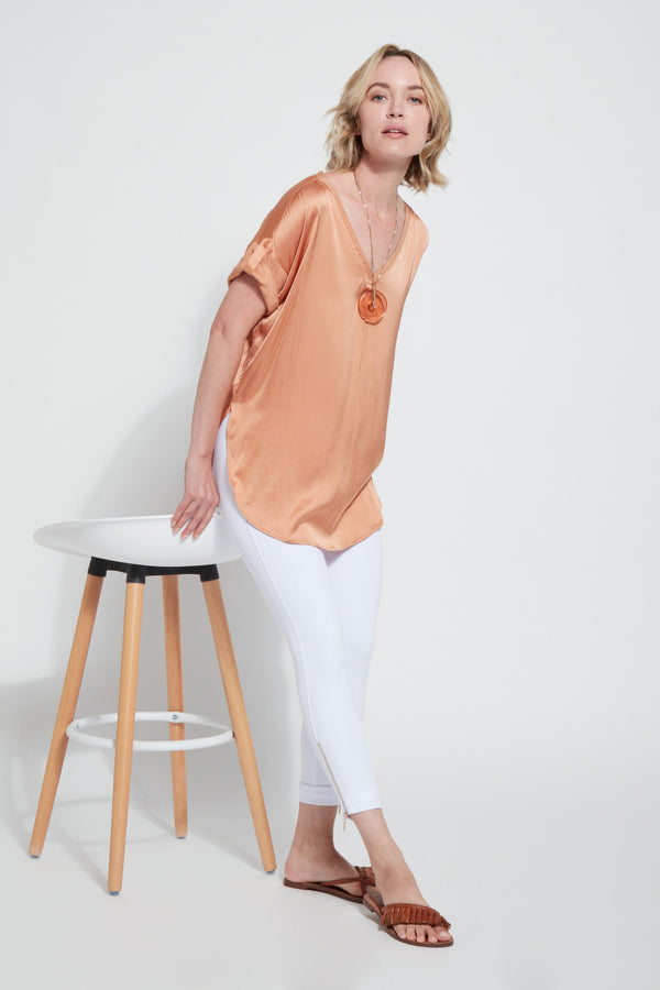 Lyssé Cropped Zip Hem Denim - White (24" Inseam) White