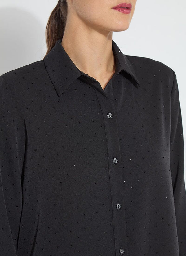 Lyssé Crystal Embellished Parker Shirt Curvy Black