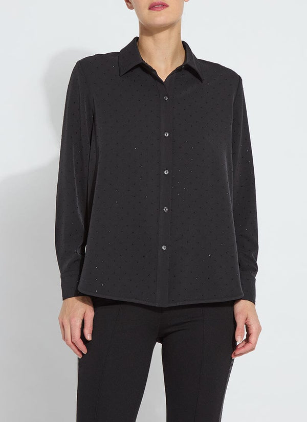 lyssé Crystal Embellished Parker Shirt Curvy Black