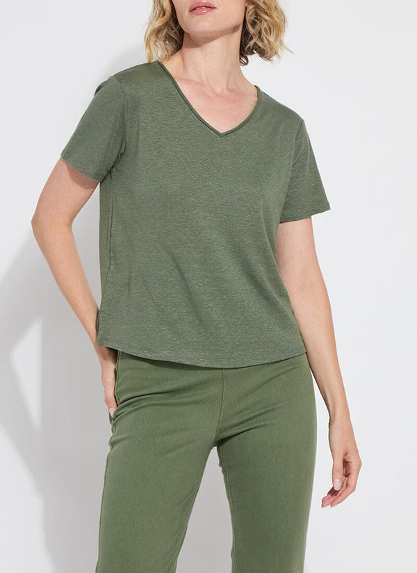 Lyssé Cyrus Box-Cut V-Neck Tee White