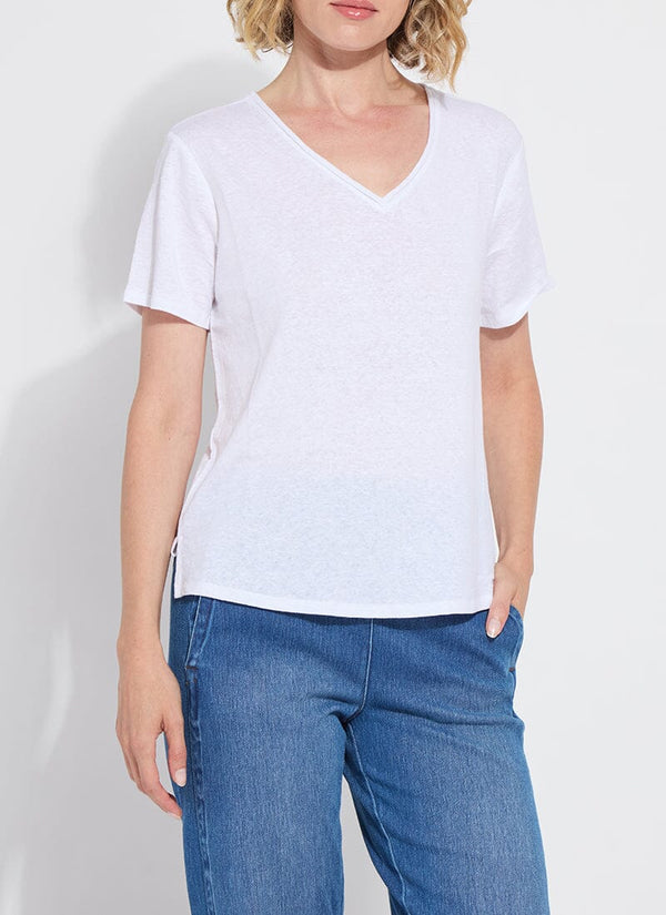 lyssé Cyrus Box-Cut V-Neck Tee White