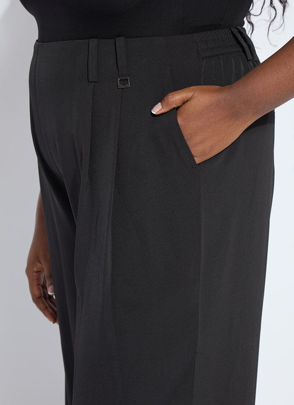 Lyssé Darcy Pleated Wide Leg Trouser Curvy Black