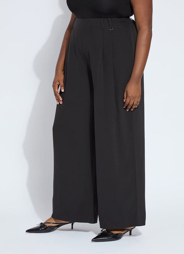 Lyssé Darcy Pleated Wide Leg Trouser Curvy Black