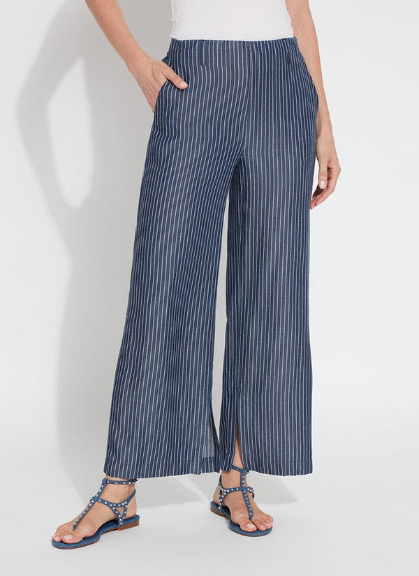 lyssé Delilah Pant (28" Inseam) Indigo Ledger Lines