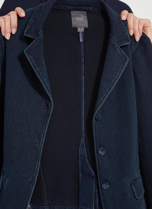 Lyssé Della Denim Cropped Blazer Curvy White