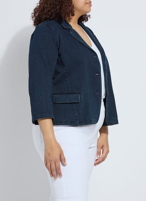 Lyssé Della Denim Cropped Blazer Curvy White