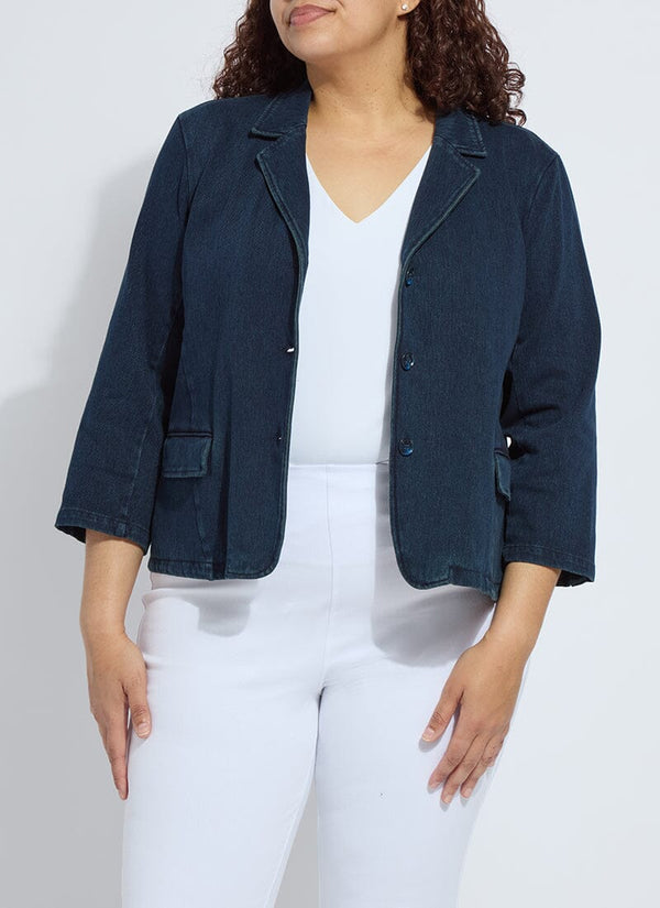 lyssé Della Denim Cropped Blazer Curvy White