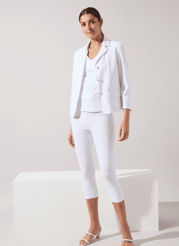 Lyssé Della Denim Cropped Blazer White