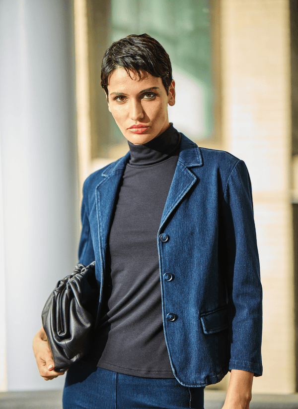 Lyssé Della Denim Cropped Blazer White