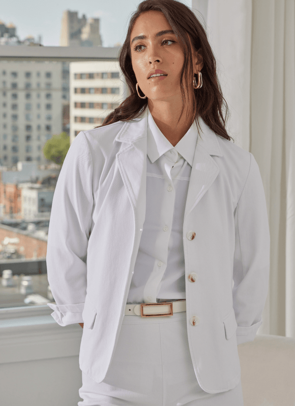 lyssé Della Denim Cropped Blazer White