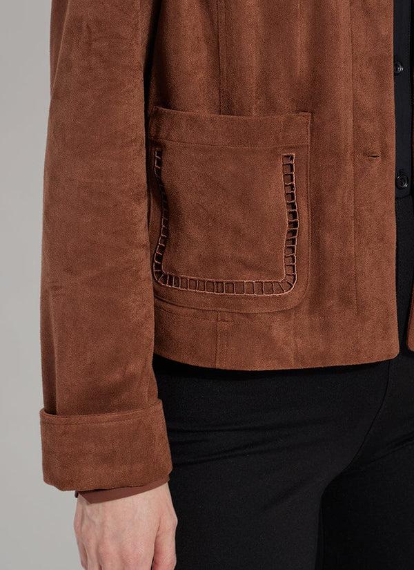 Lyssé Demi Embroidered Vegan Suede Jacket Whiskey