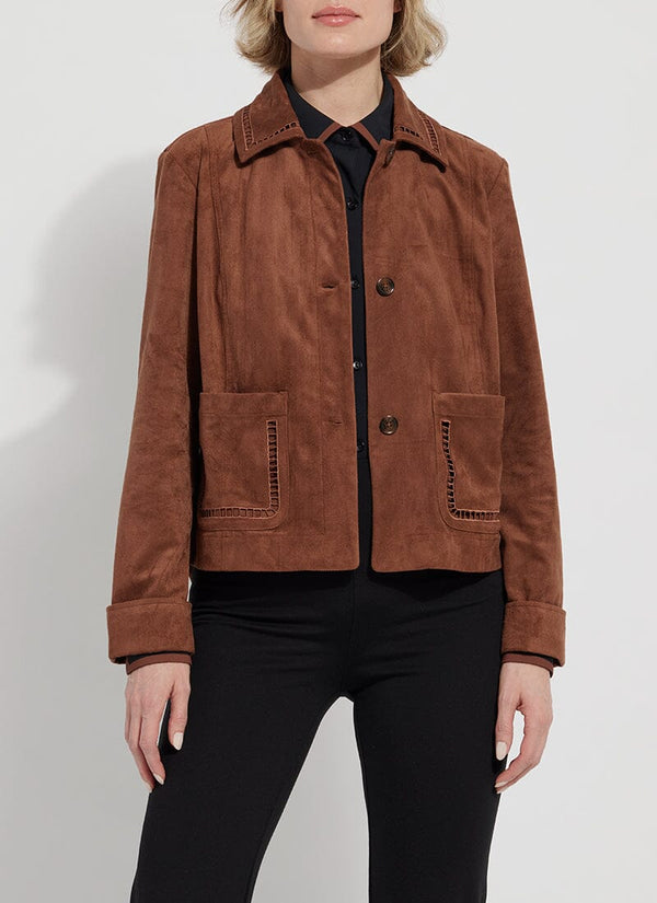 Lyssé Demi Embroidered Vegan Suede Jacket Whiskey