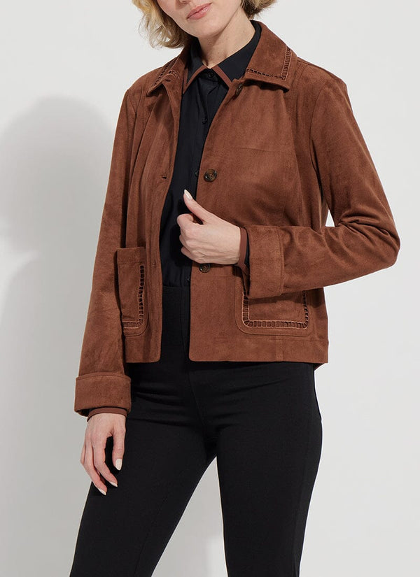 lyssé Demi Embroidered Vegan Suede Jacket Whiskey