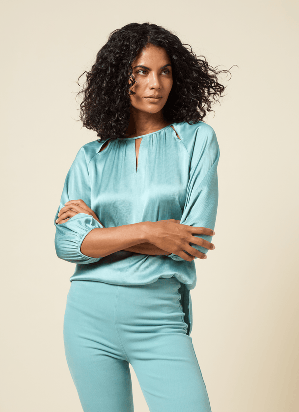 lyssé Dena Cutout Detail Blouse Dimmed Azure