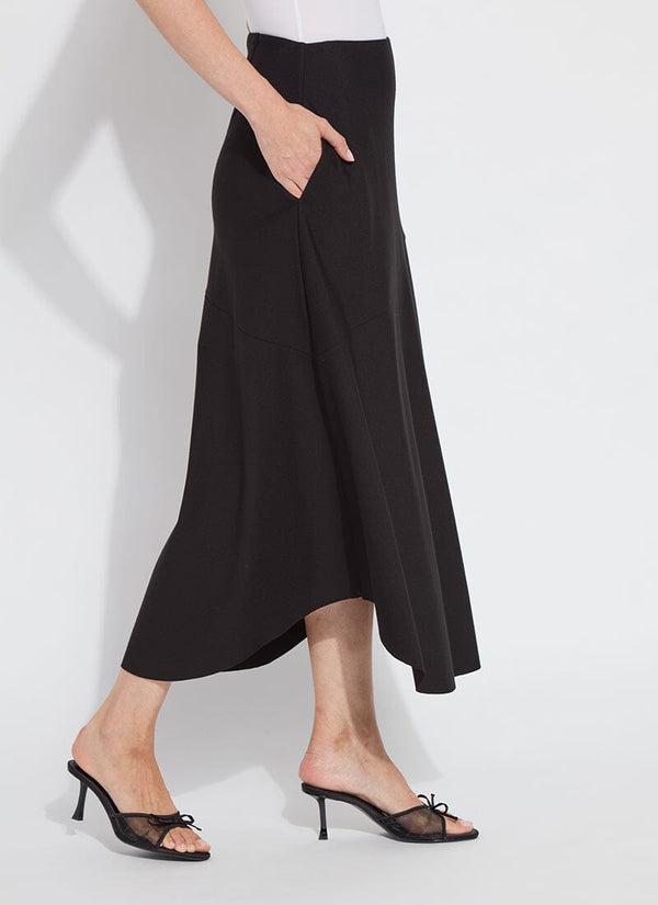 Lyssé Drapey Ponte A-Line Midi Skirt Black