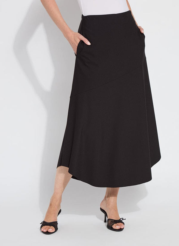 lyssé Drapey Ponte A-Line Midi Skirt Black
