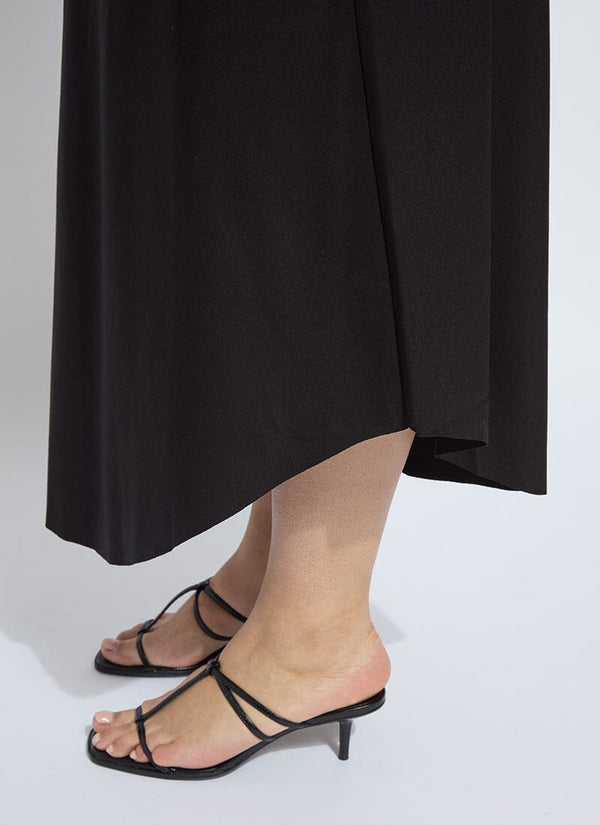 Lyssé Drapey Ponte A-Line Midi Skirt Curvy Black
