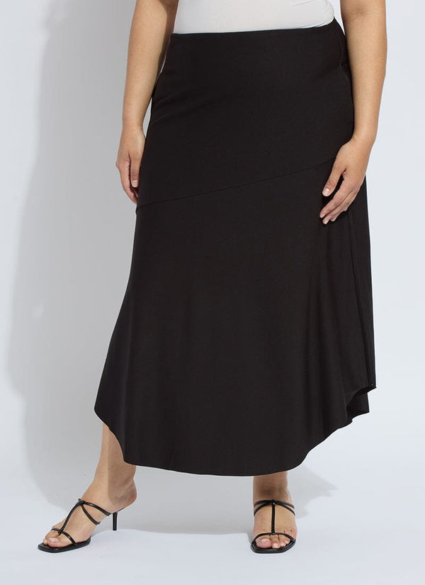 lyssé Drapey Ponte A-Line Midi Skirt Curvy Black