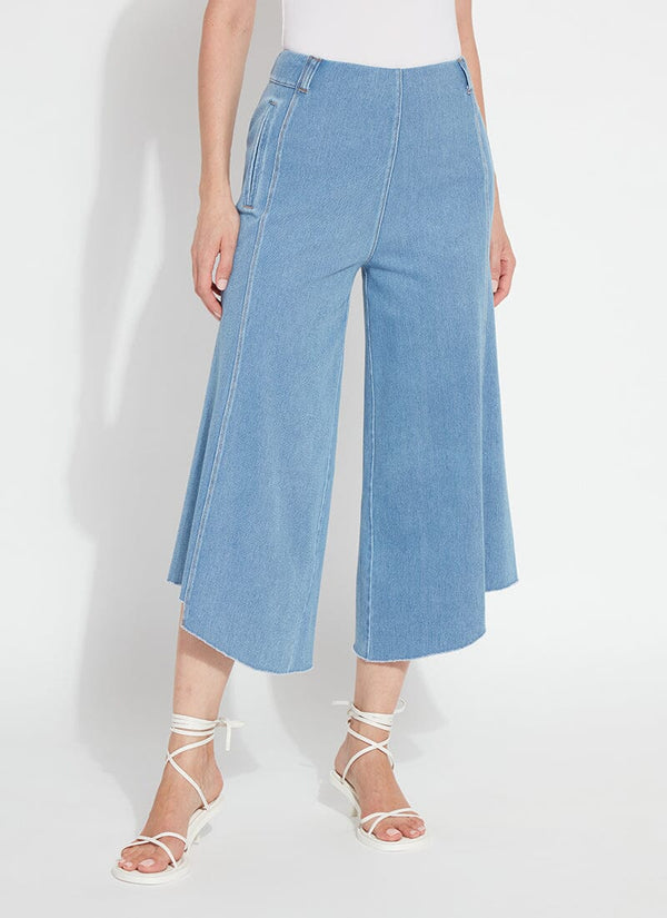 Lyssé Echo Denim Culottes (23" Inseam) Bleached Blue
