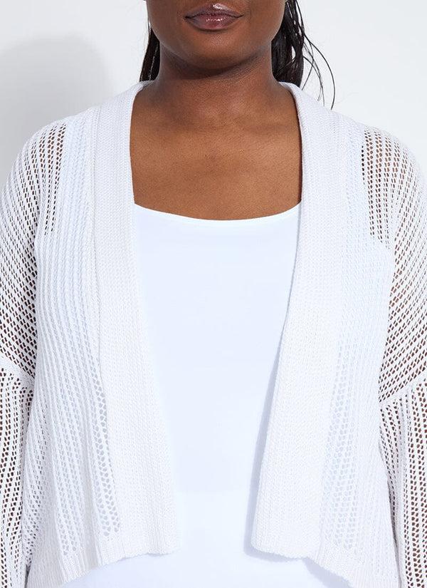 Lyssé Elera Linen Mesh Cardigan Curvy Off White