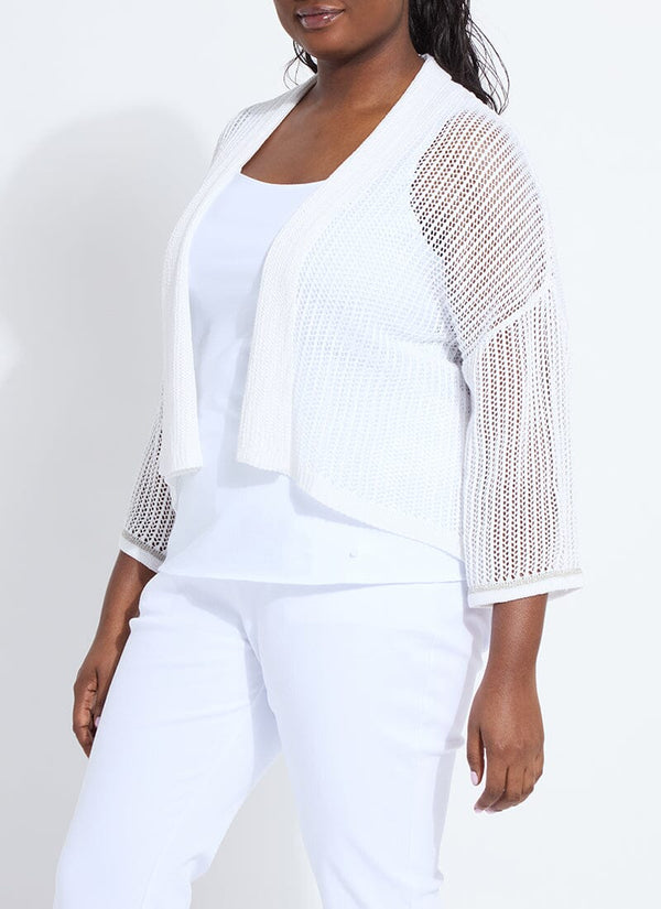 Lyssé Elera Linen Mesh Cardigan Curvy Off White