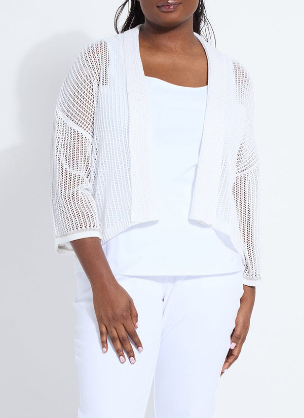 lyssé Elera Linen Mesh Cardigan Curvy Off White