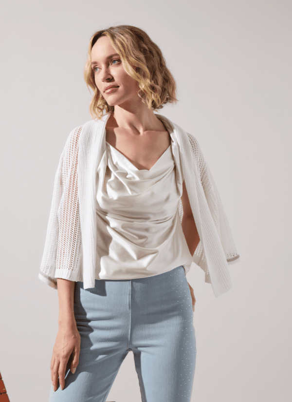 lyssé Elera Linen Mesh Cardigan Off White