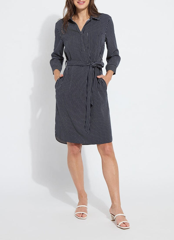 Lyssé Enora Popover Shirt Dress Marine Pinstripe