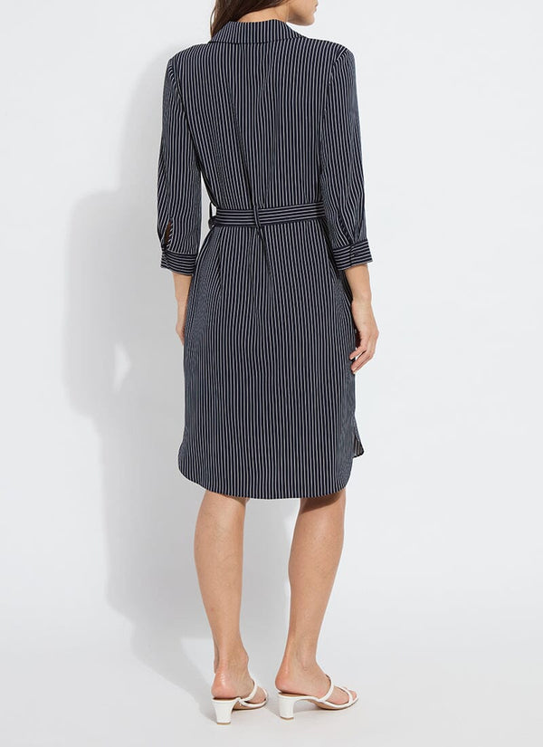 Lyssé Enora Popover Shirt Dress Marine Pinstripe