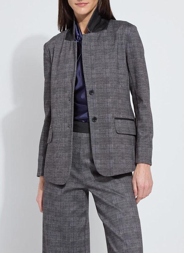 Lyssé Everest Ponte Blazer Charcoal Glen Plaid