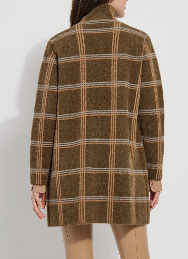 Lyssé Faux Mink Sweater Car Coat Chalet Plaid