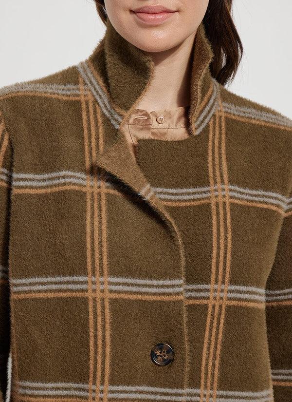 Lyssé Faux Mink Sweater Car Coat Chalet Plaid