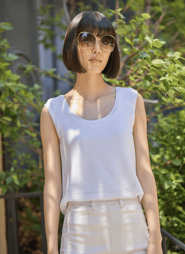 Lyssé Fiona Open Knit Sweater Tank Off White