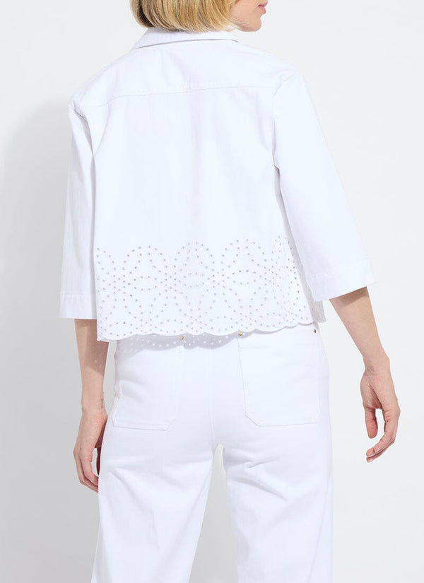 Lyssé Gem Eyelet Embroidered Denim Jacket White