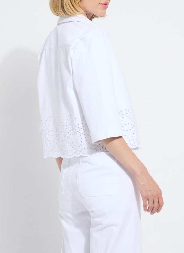 Lyssé Gem Eyelet Embroidered Denim Jacket White