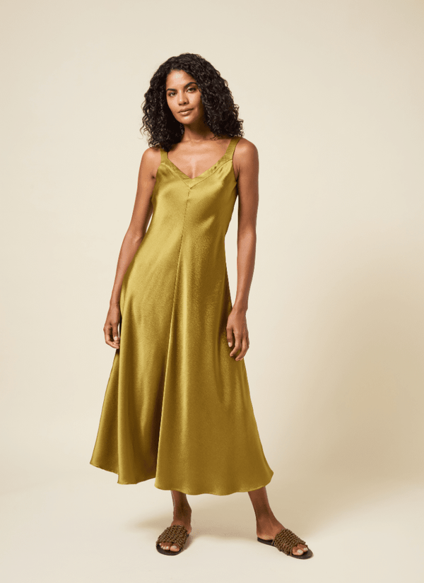 Lyssé Gemma Silk Slip Dress Manzanilla