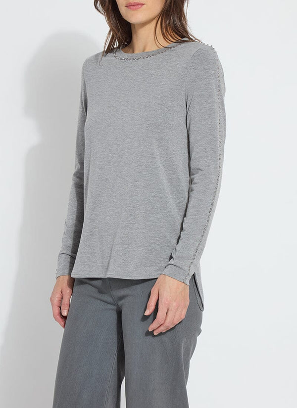 Lyssé Iman Embellished Top Dark Heather Grey