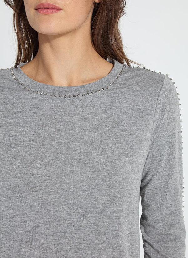Lyssé Iman Embellished Top Dark Heather Grey